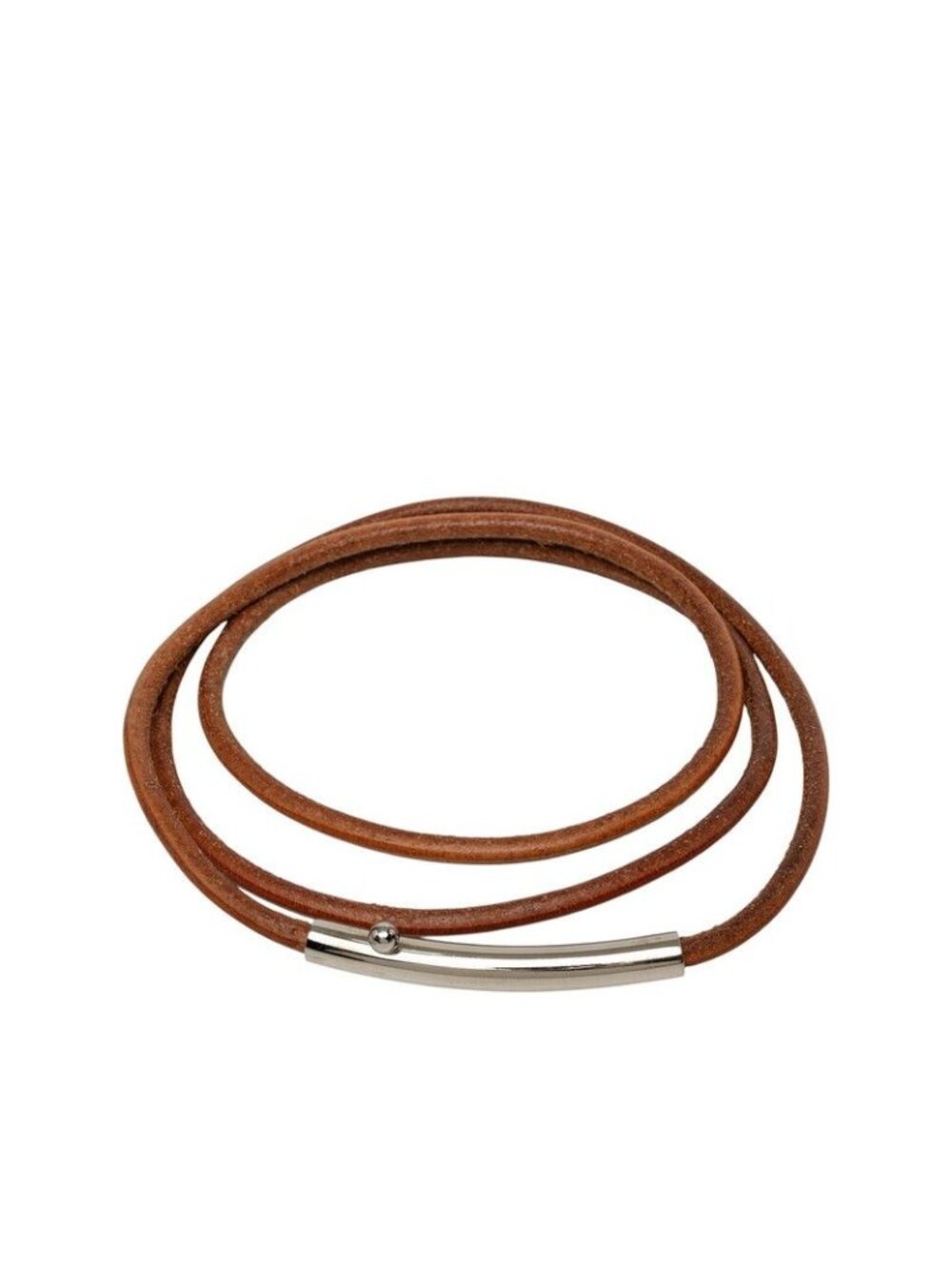 Hermes Vintage Rogue Belt Brown Silver Leather Metal